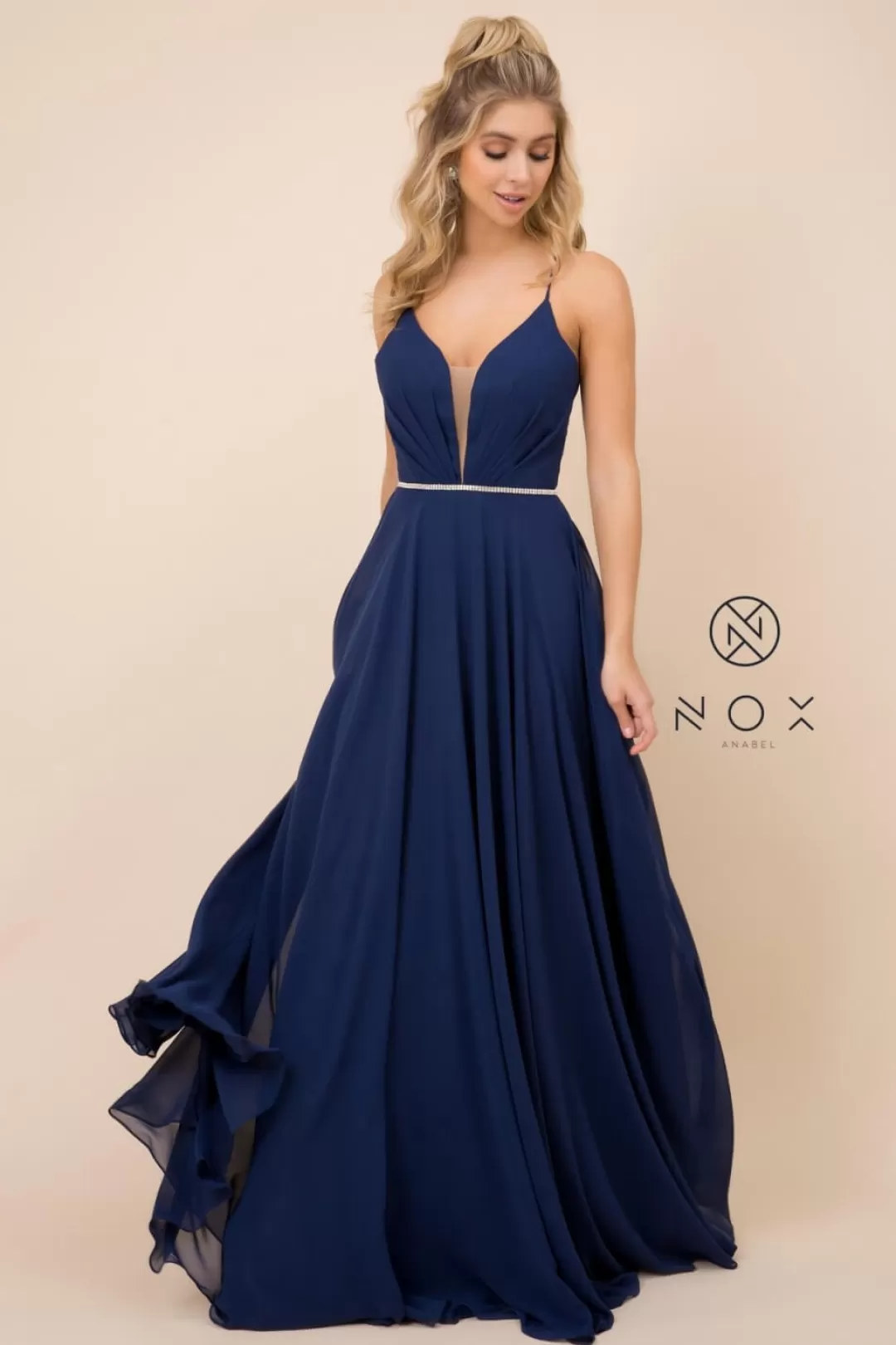 New TP Kjoler Anabel gallakjole med lace-up ryg R416 Blush,Grå,Lysblå,Navy