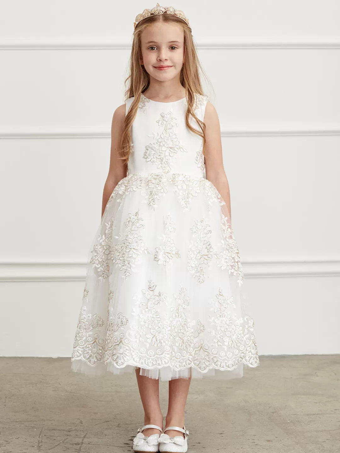 Store TP Kjoler Børnekjole med broderet mønster Blush,Hvid,Ivory,Lysblå,Mauve