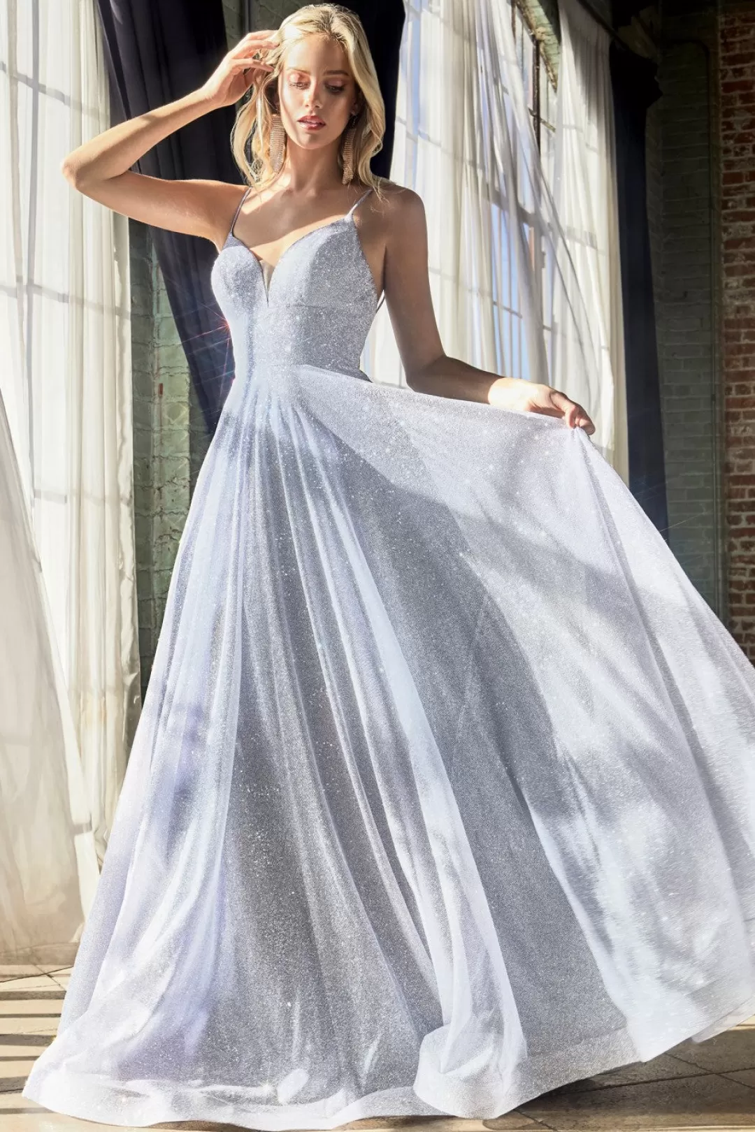 Shop TP Kjoler Cinderella gallakjole med glitter CD205 Blush,Lysblå