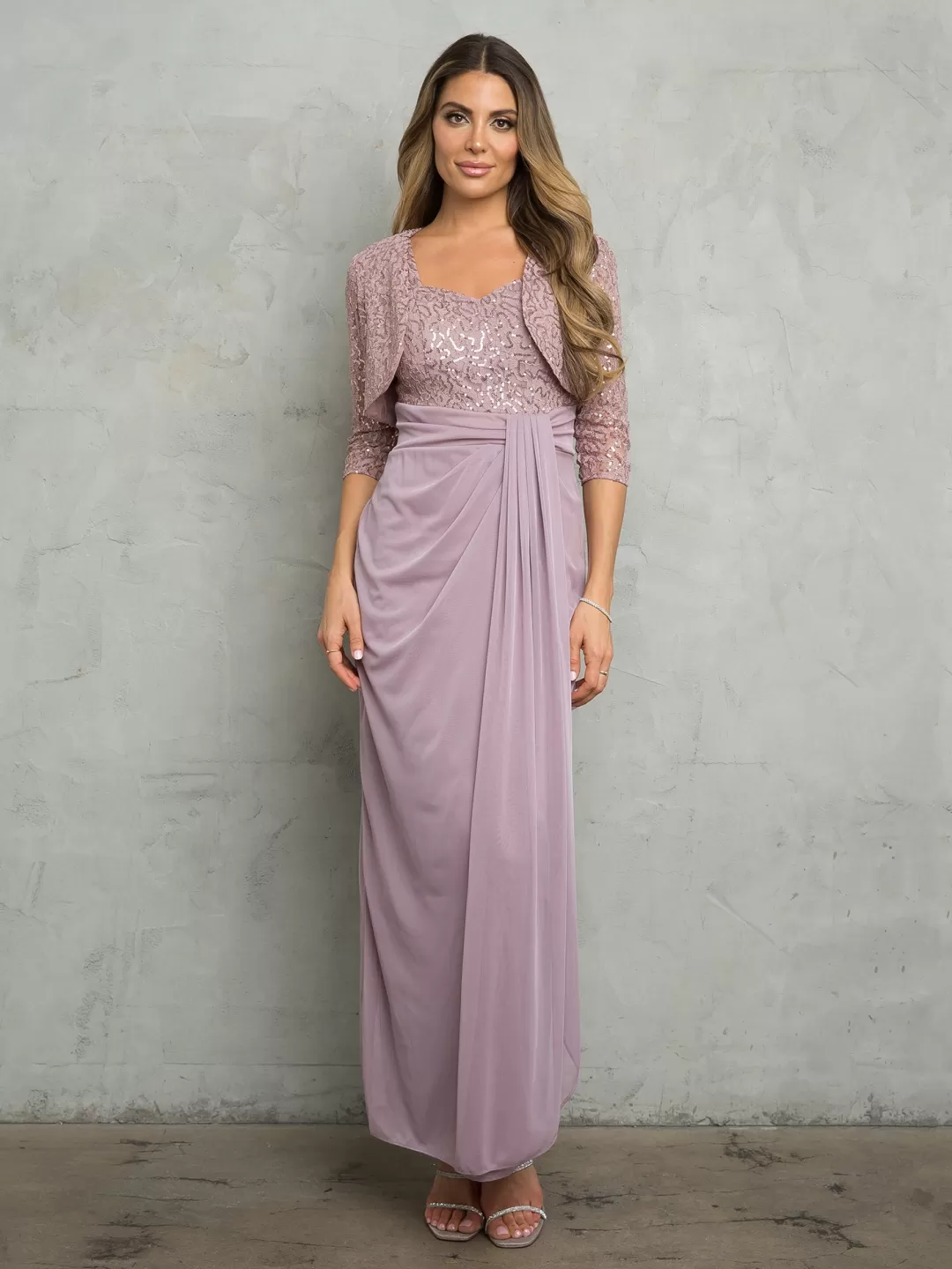 Flash Sale TP Kjoler 2 delt selskabskjole med bolero Mauve,Sort,Vinrød,Sølv,Kongeblå