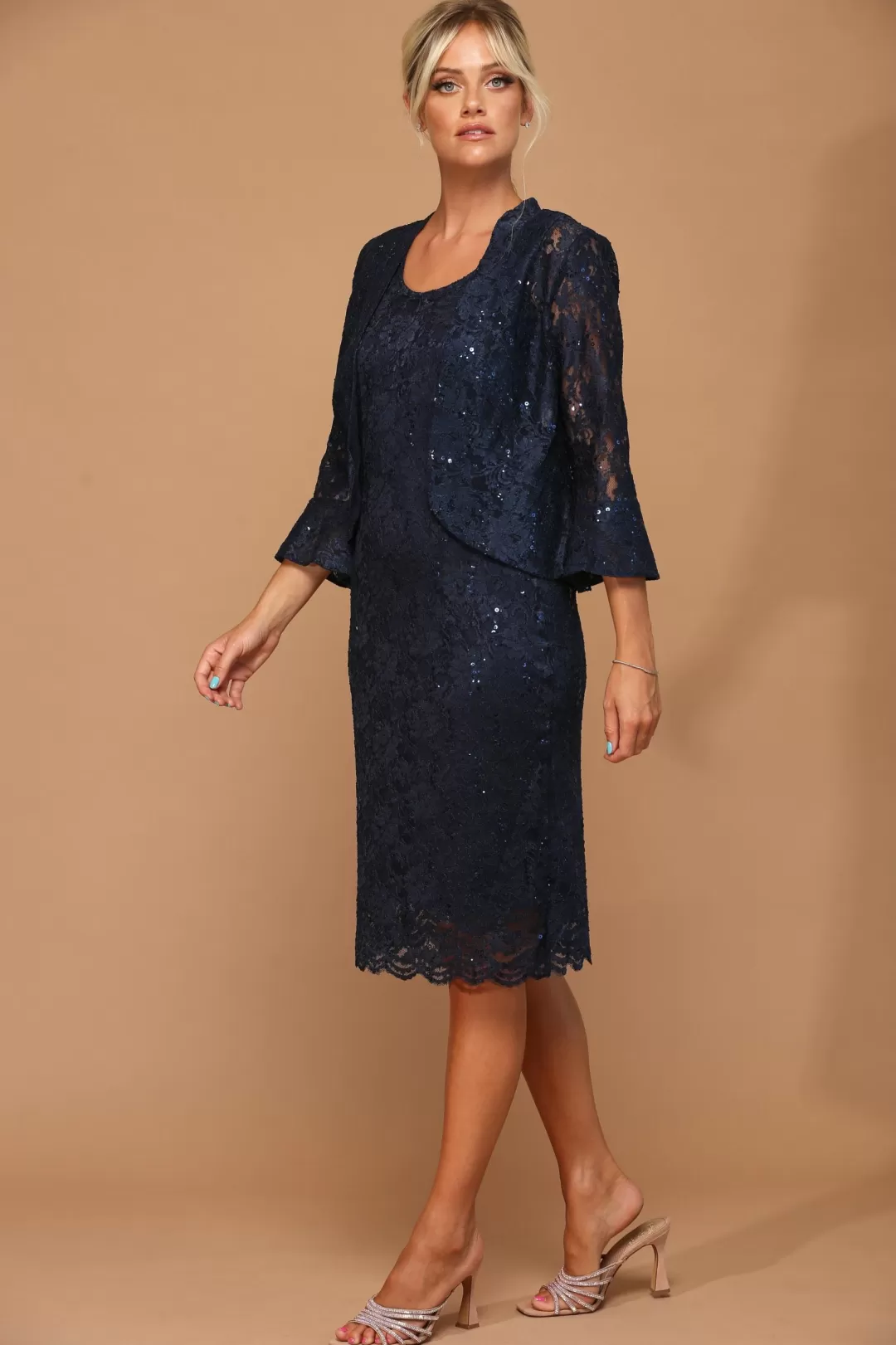 Shop TP Kjoler Kort kjole med jakke 3347 Champagne,Navy,Vinrød,Sølv