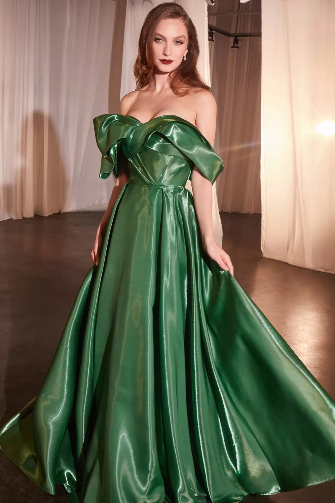 Discount TP Kjoler La Divine CD801 stropløs organza gallakjole Grøn,Blå