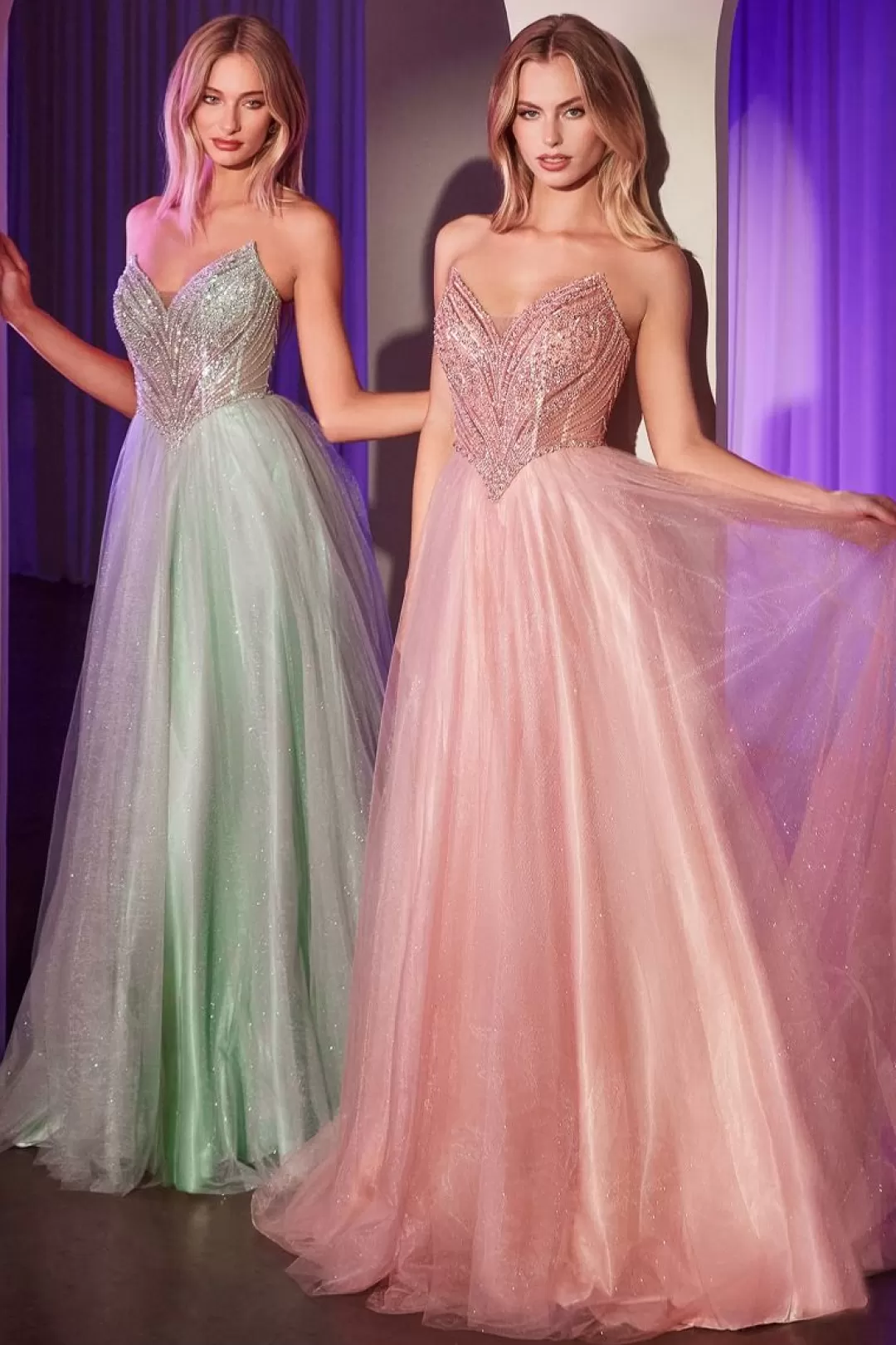 Outlet TP Kjoler La Divine gallakjole CC415 Pink,Sort,Grøn,Lysblå,navy,Sage