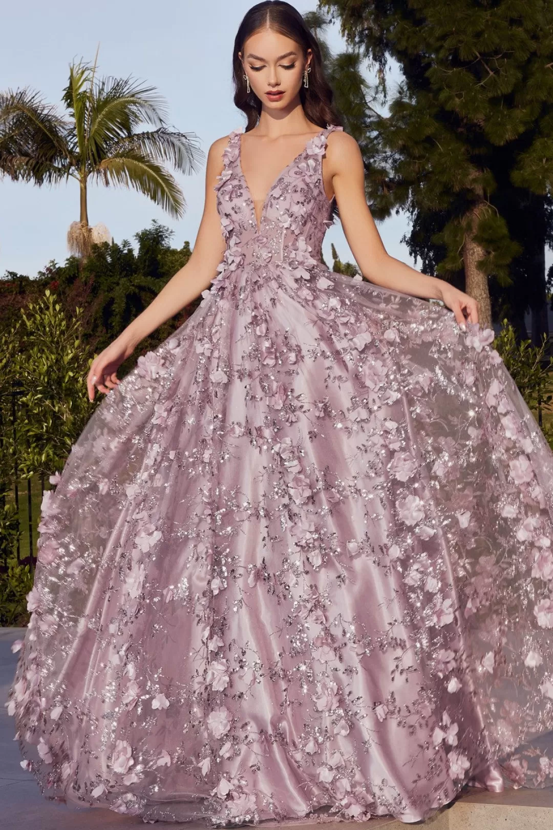 Online TP Kjoler La Divine J838 gallakjole med 3d blomster Blush,Mauve,Navy,Lysblå