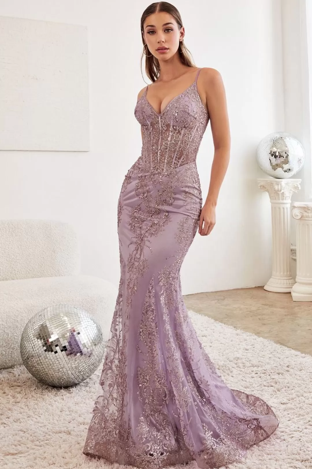 Shop TP Kjoler La Divine J810 gallakjole med glitter Grøn,Mauve,Sort,Lysblå,Kongeblå
