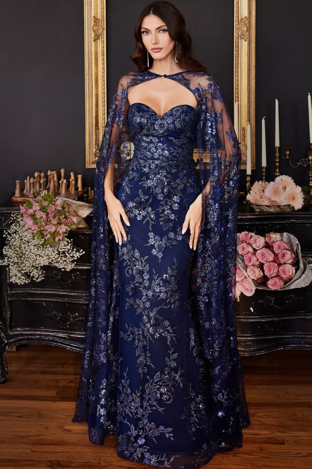 Hot TP Kjoler La Divine J834 gallakjole med kappe Navy,Champagne,Mauve