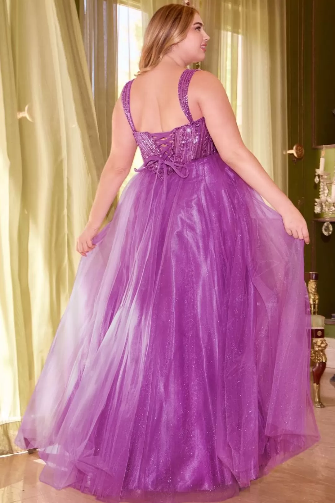 Best Sale TP Kjoler La Divine plus size gallakjole CD0217C Blå,StøvetBlå,Lilla