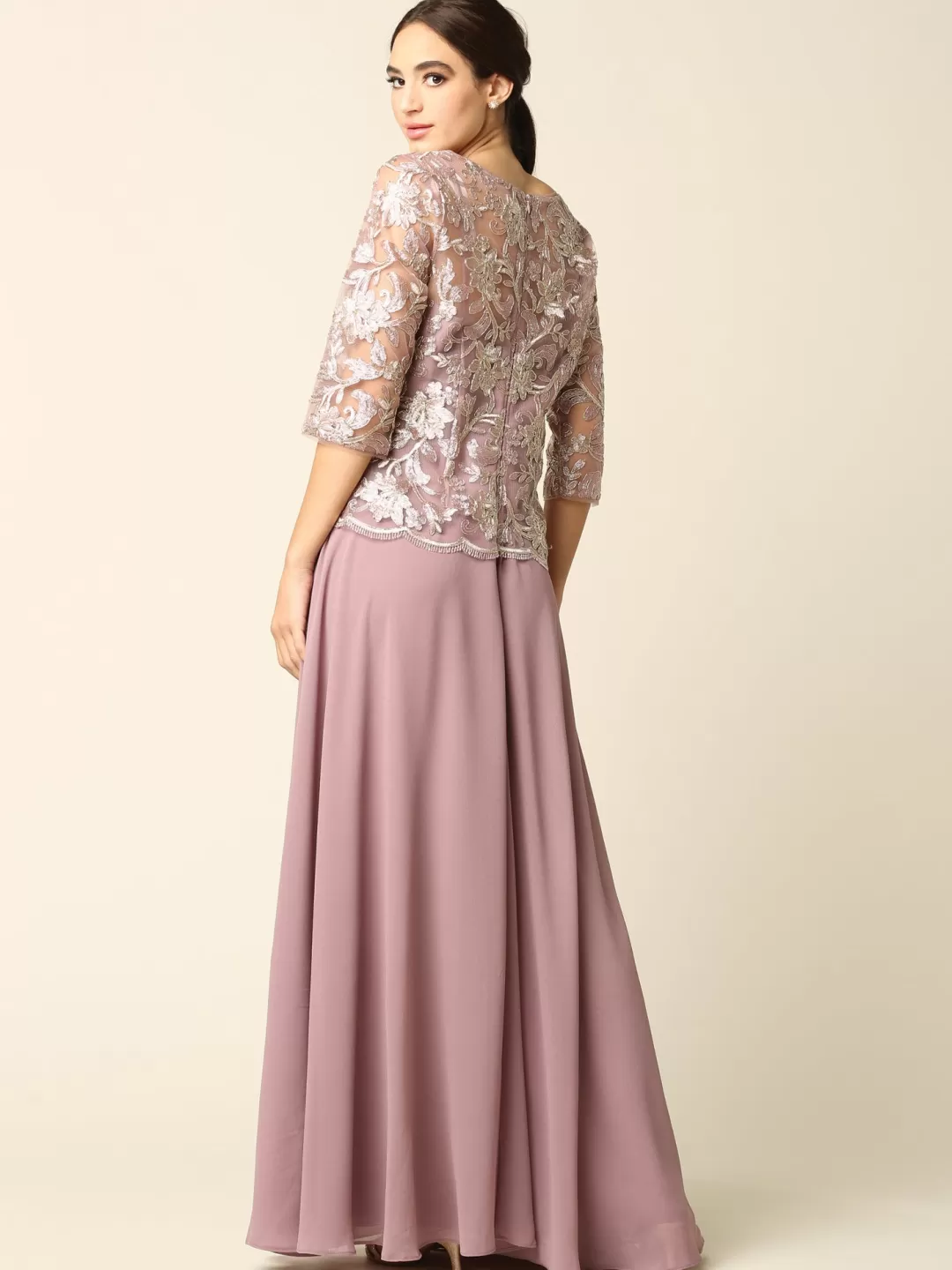 New TP Kjoler Lang festkjole med ærmer 3377 Blush,Mauve,Vinrød