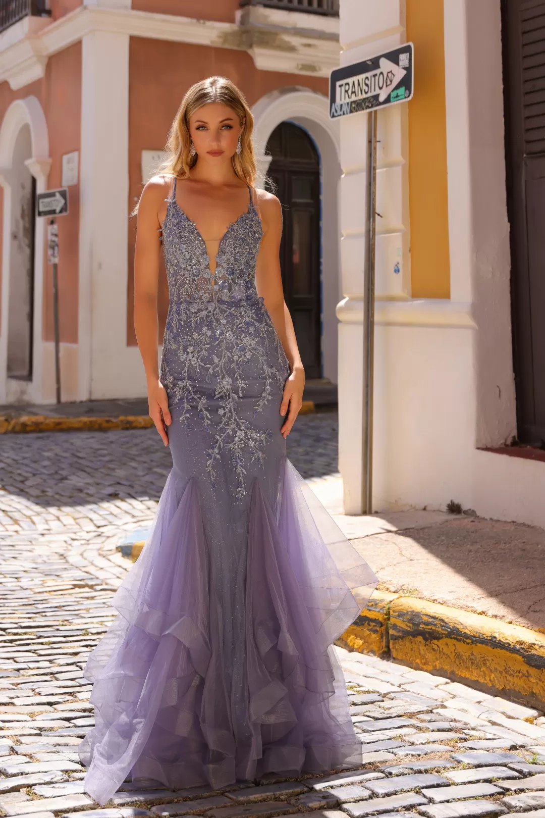 New TP Kjoler Mermaid gallakjole med åben ryg 1368 Rosa,Lilla,Sagegrøn