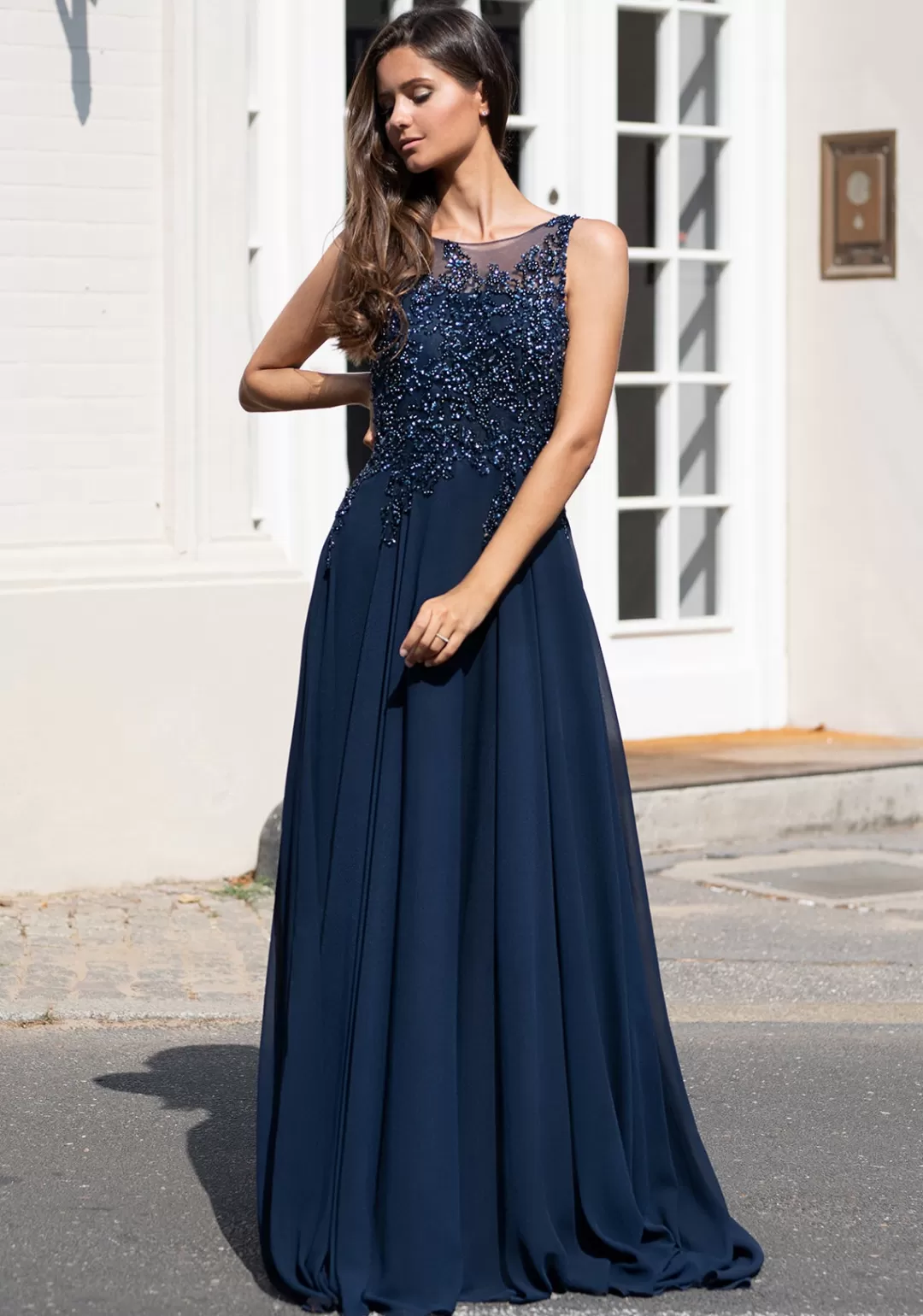 Shop TP Kjoler Navy Christian Koehlert gallakjole med åben ryg 0036
