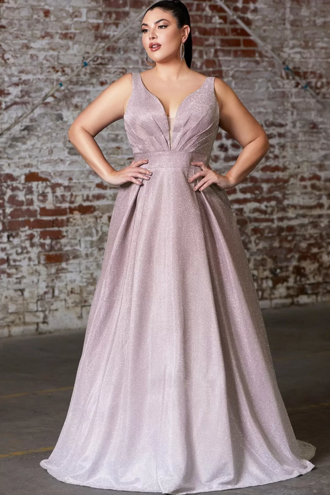 Outlet TP Kjoler Plus size ombre glitter gallakjole 9174C Mauve,Navy
