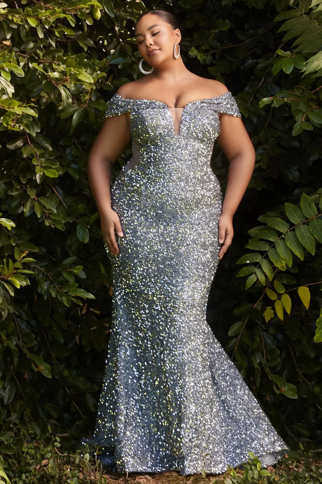 Flash Sale TP Kjoler Plus size pailletkjole CD975 Grøn,Vinrød,Sølv