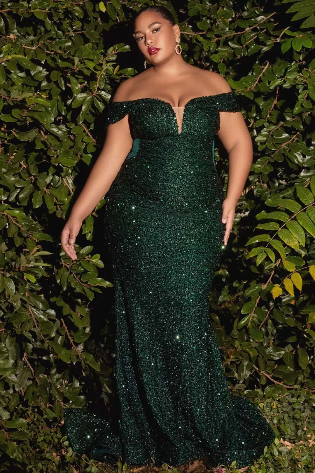 Flash Sale TP Kjoler Plus size pailletkjole CD975 Grøn,Vinrød,Sølv