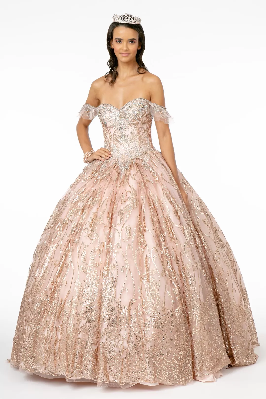 Cheap TP Kjoler Rosegold gallakjole med glitter 2913