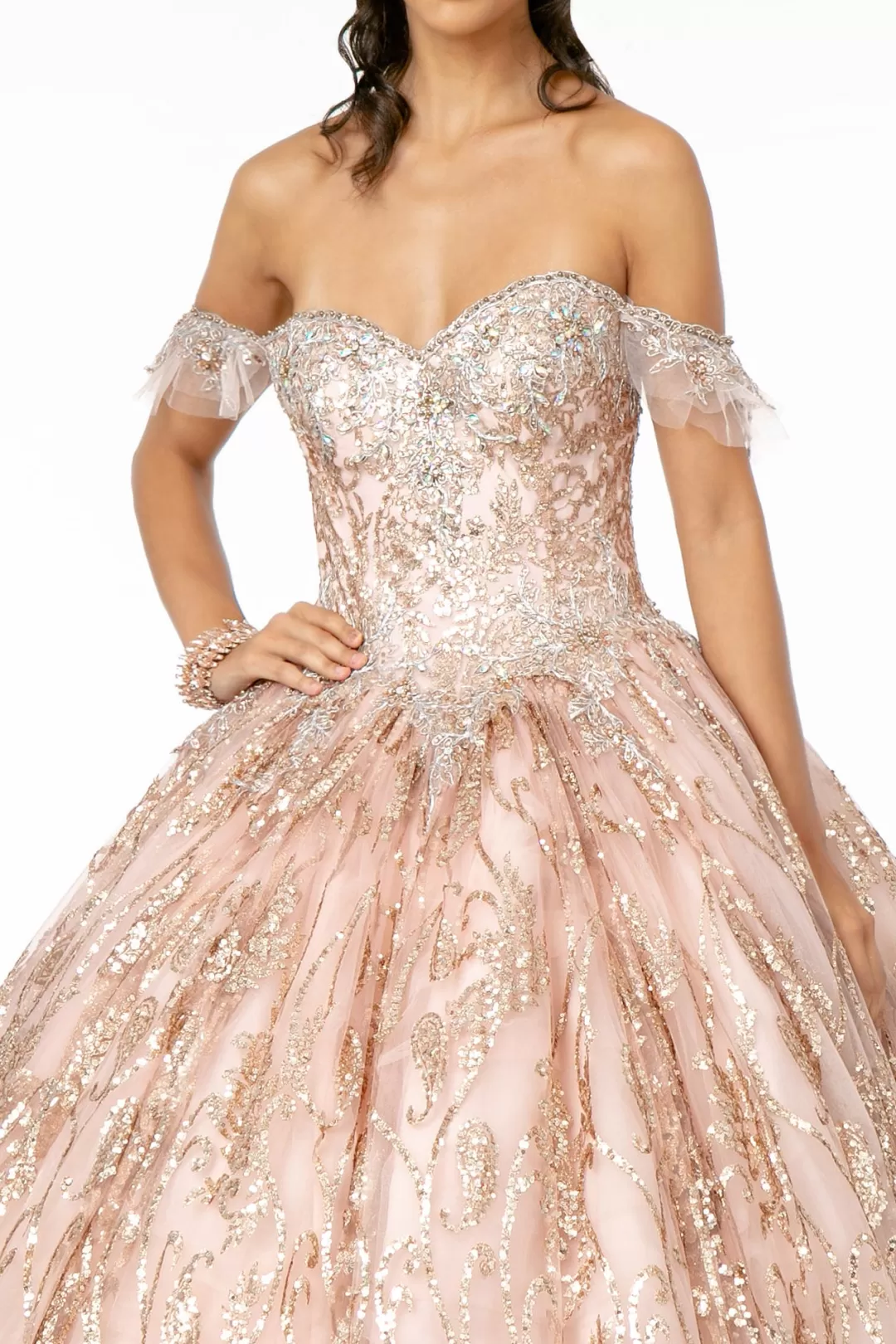 Cheap TP Kjoler Rosegold gallakjole med glitter 2913