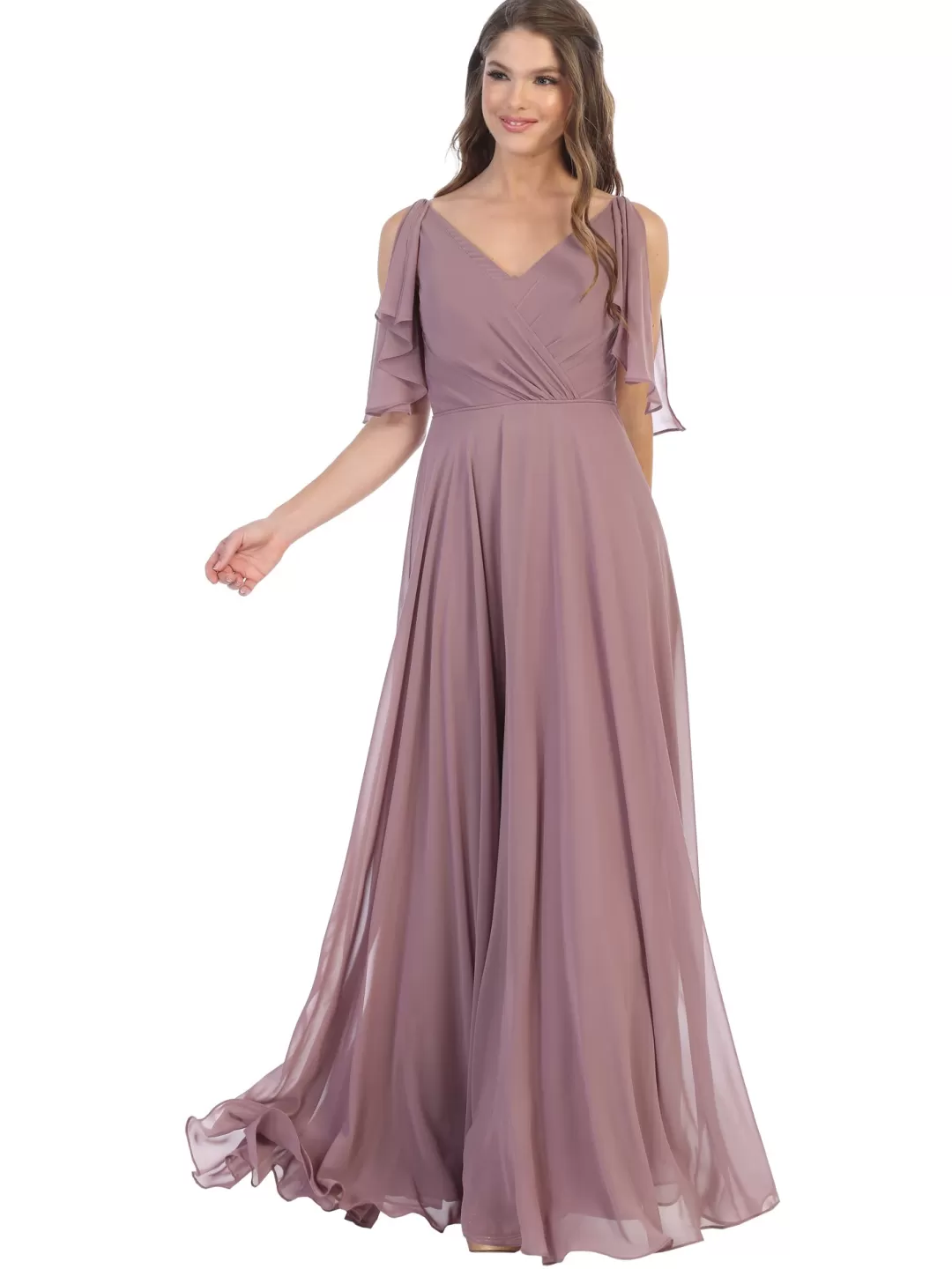 Online TP Kjoler Sød og enkel lang festkjole med kort ærme Mauve,Navy,Vinrød,Sage,Lysblå,Champagne,Blush