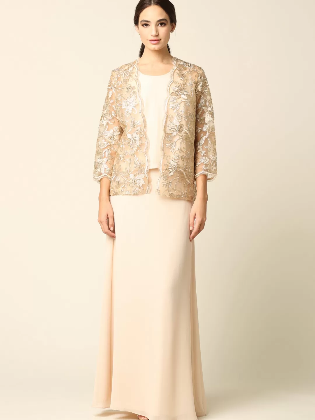 Hot TP Kjoler Tre delt lang selskabskjole 3369 Champagne,Mauve,Navy